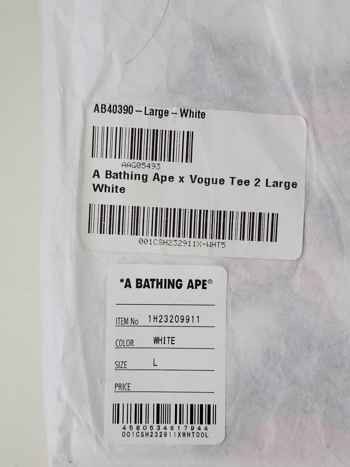 A Bathing Ape x Vogue 2 Ape Head T-Shirt SS22 Größe L großes weißes T-Shirt BAPE Neu