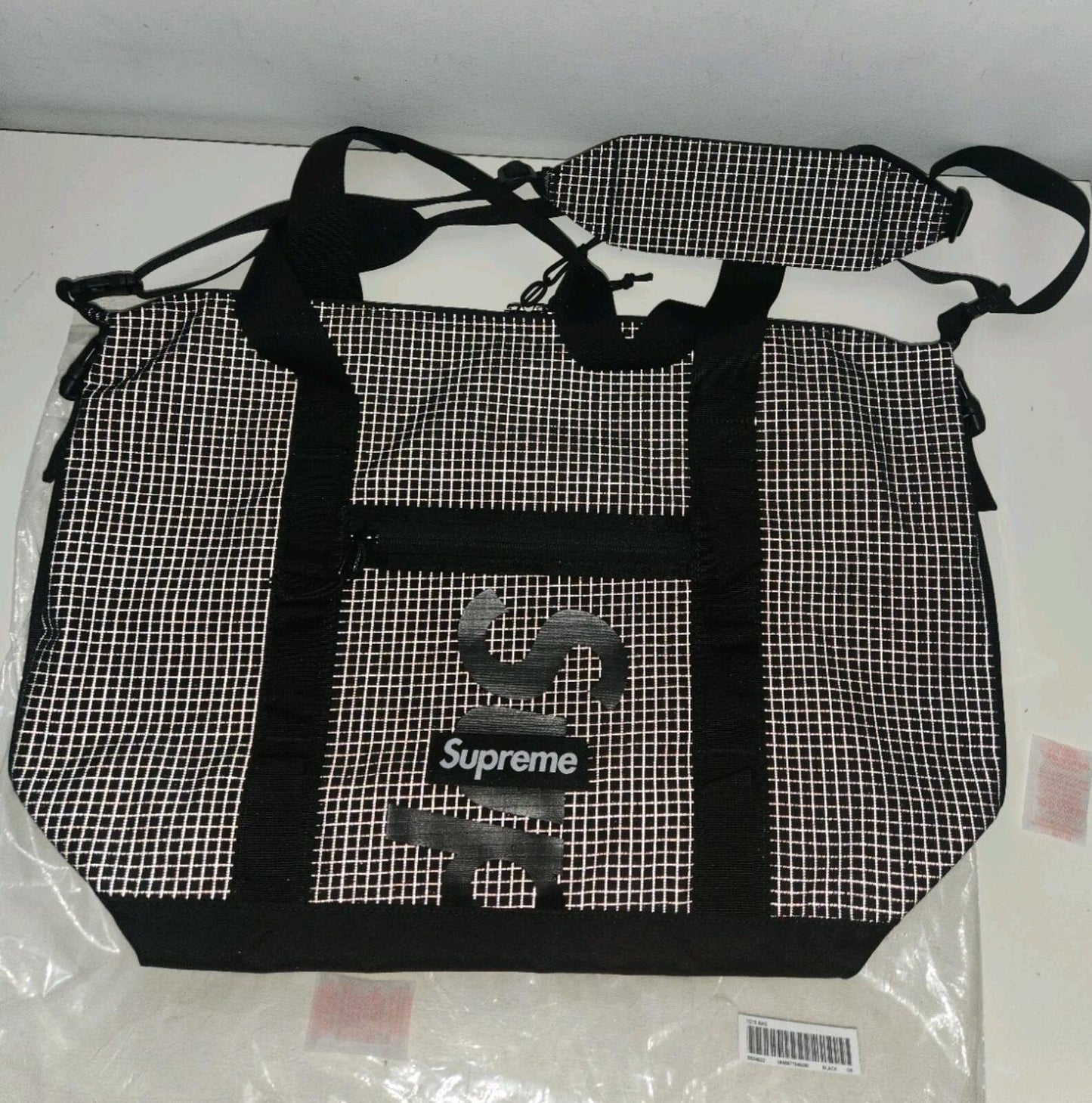 SS24 Supreme tote bag water resistant nylon black duffle holdall