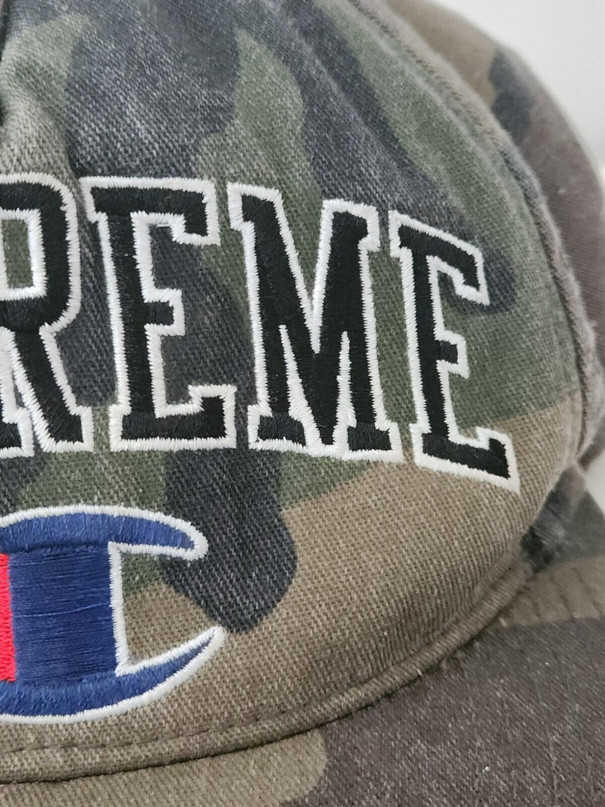 Gorra con diseño de camuflaje de 5 paneles con logotipo bordado Supreme x Champion FW14 Vintage 2014