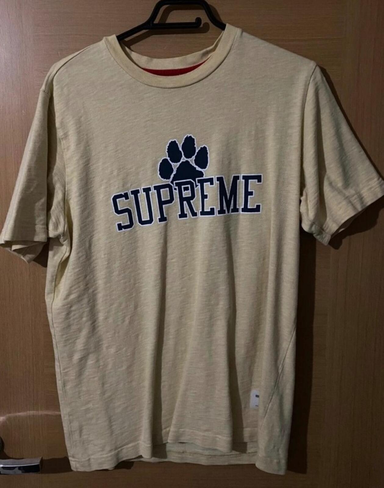 FW12 Supreme Paw Cut And Sew tee L large short sleeve t-shirt top yellow vintage