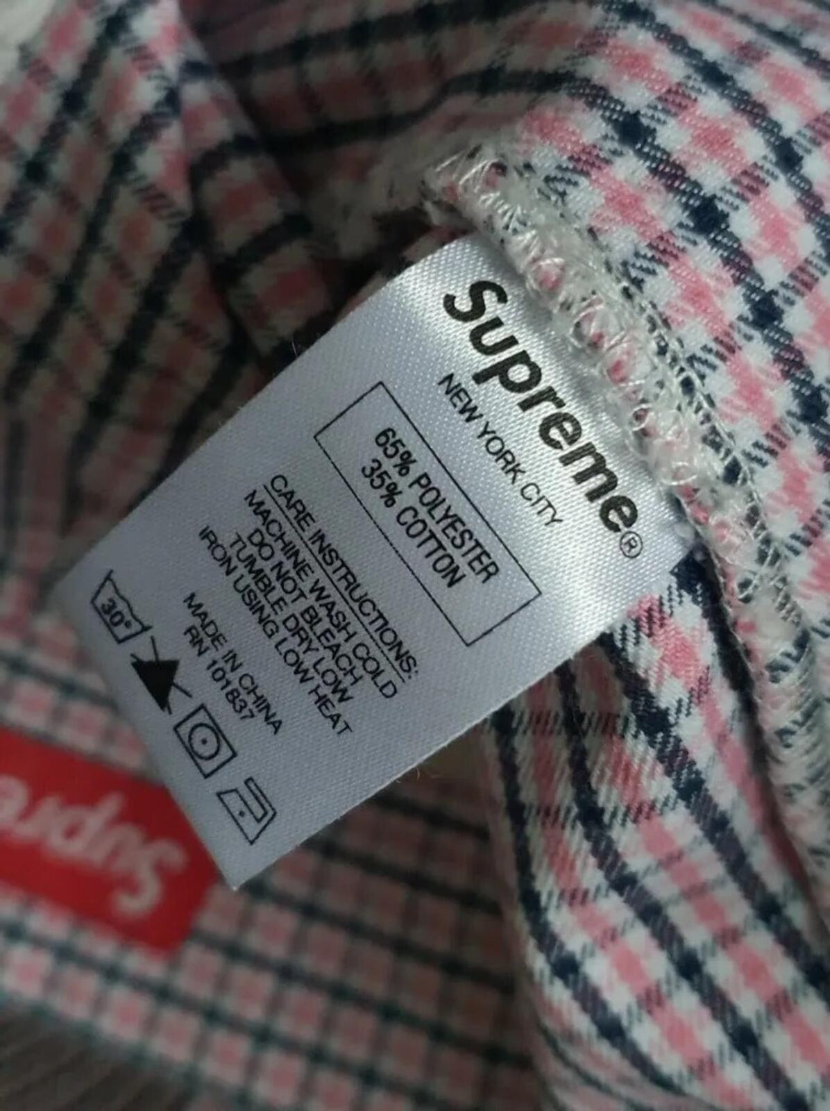 SS16 Supreme Mini Check Work Pant size 34 W34 L32 zip up trousers pants pink
