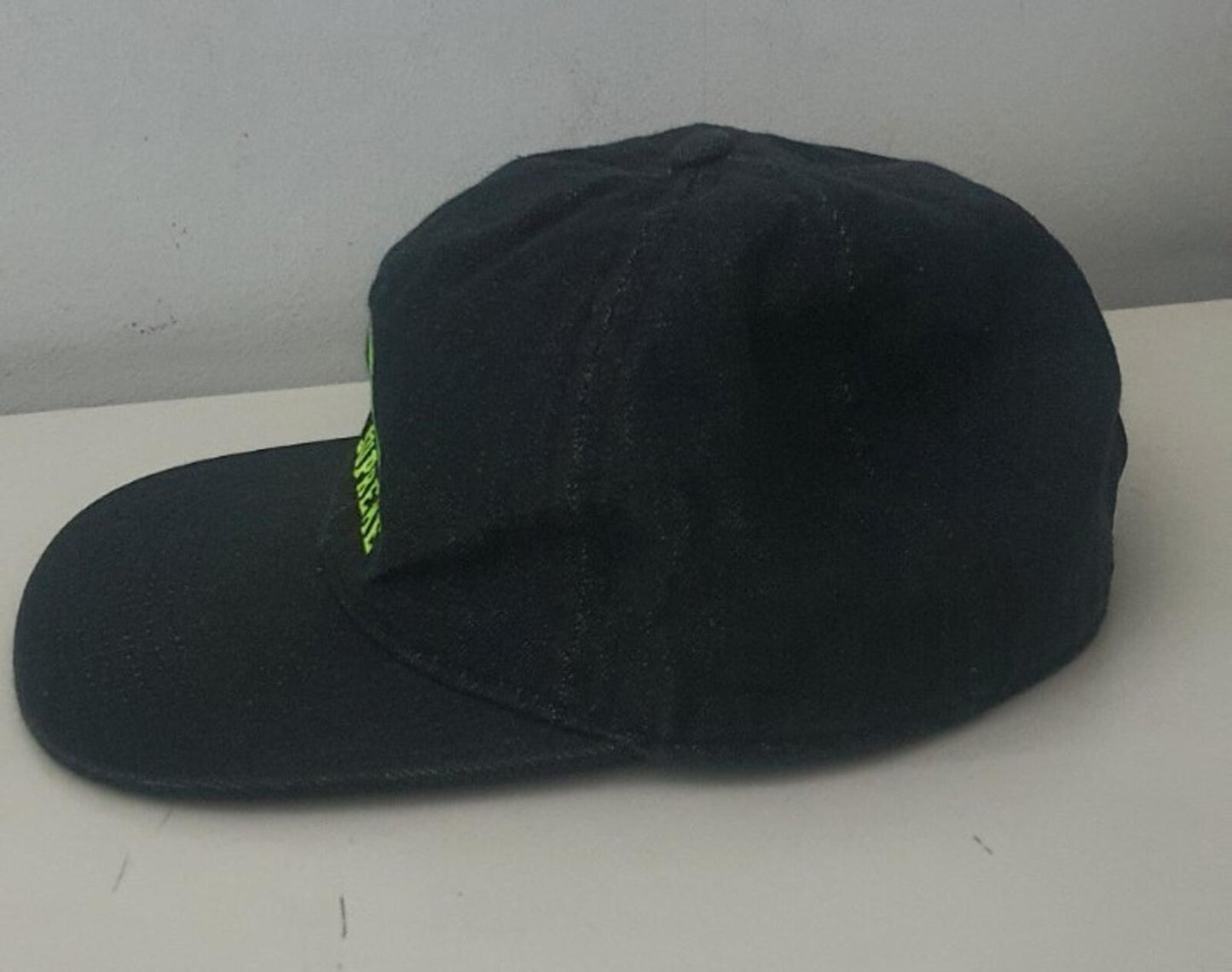 FW14 Supreme Fitted Denim Varsity 6-panel Black Hat Size M