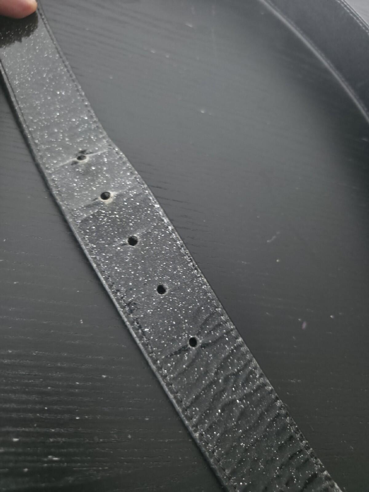 FW22 Supreme Glitter Vinyl Ranger Gürtel Schwarzes Leder Größe M