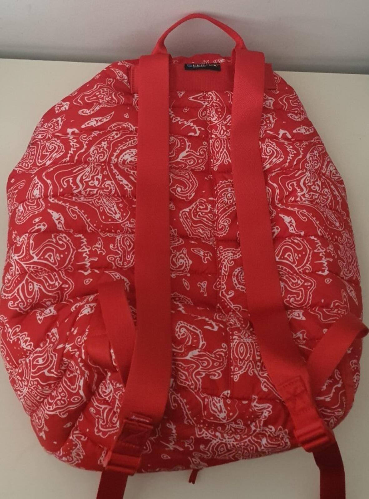 HW22 Supreme Puffer Rucksack rote Paisley-Tasche Wasserabweisend