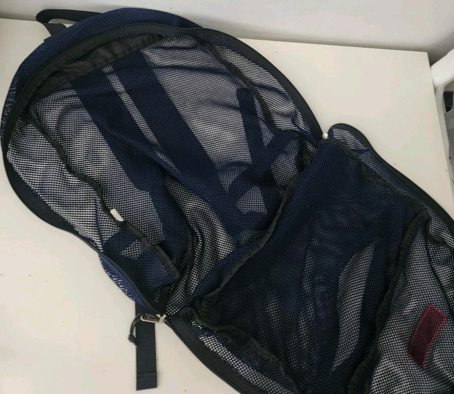 SS16 Supreme mesh backpack navy Bag Red Box Logo