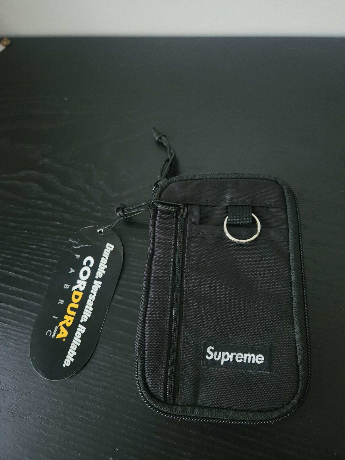 FW19 Supreme schwarze kleine Reißverschlusstasche aus Cordura-Nylon, wasserabweisende Geldbörse, neu