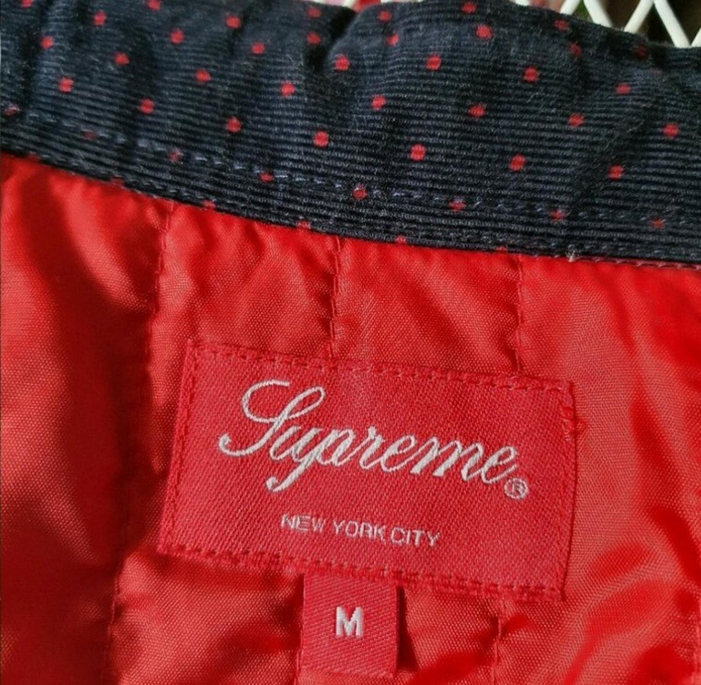 FW13 Supreme Polka Dot Quilted Shirt Navy Size M