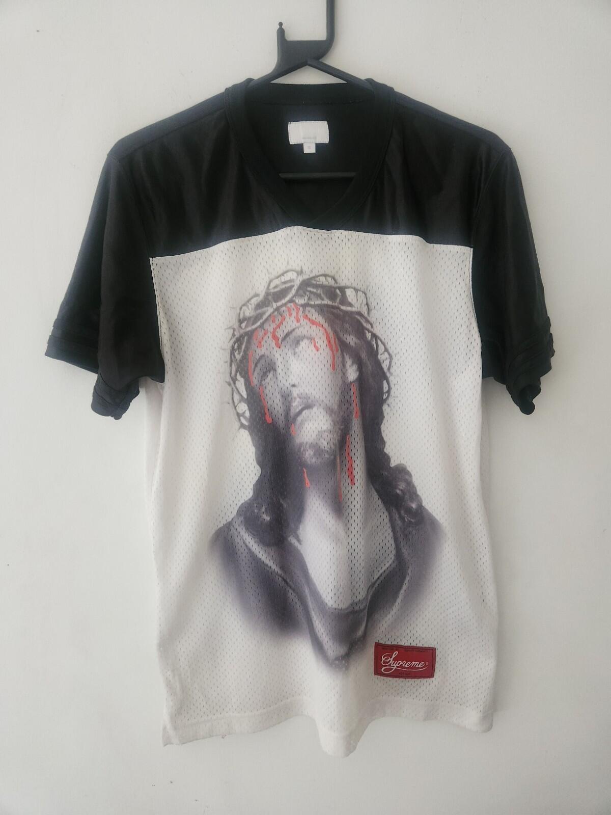 SS13 Supreme Jesus Football Top Trikot Vintage T-Shirt Schwarz Oberteil S Small