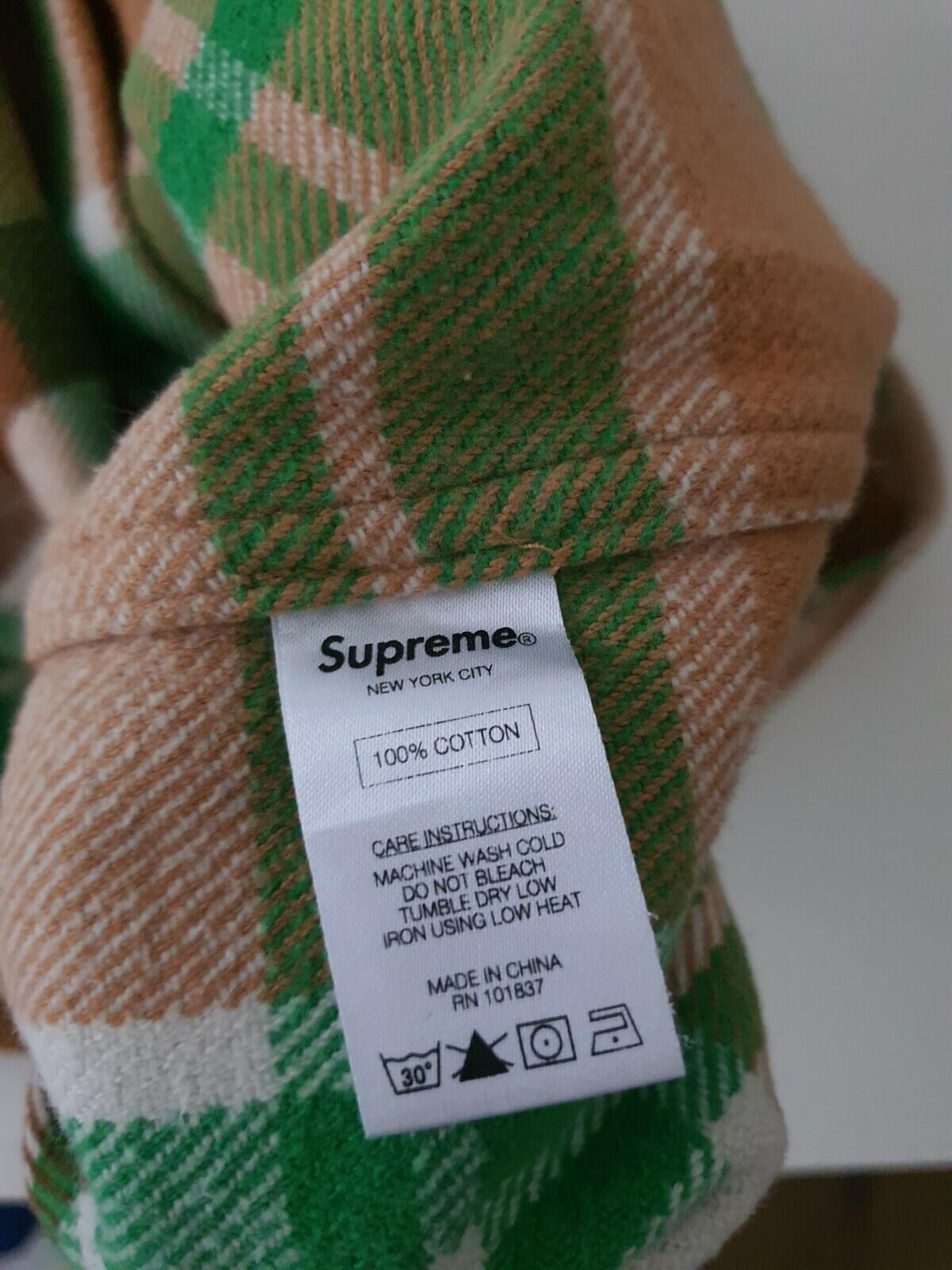 FW14 Supreme Heavyweight Plaid Flannel Hemd braun grün M mittelschwer Vintage
