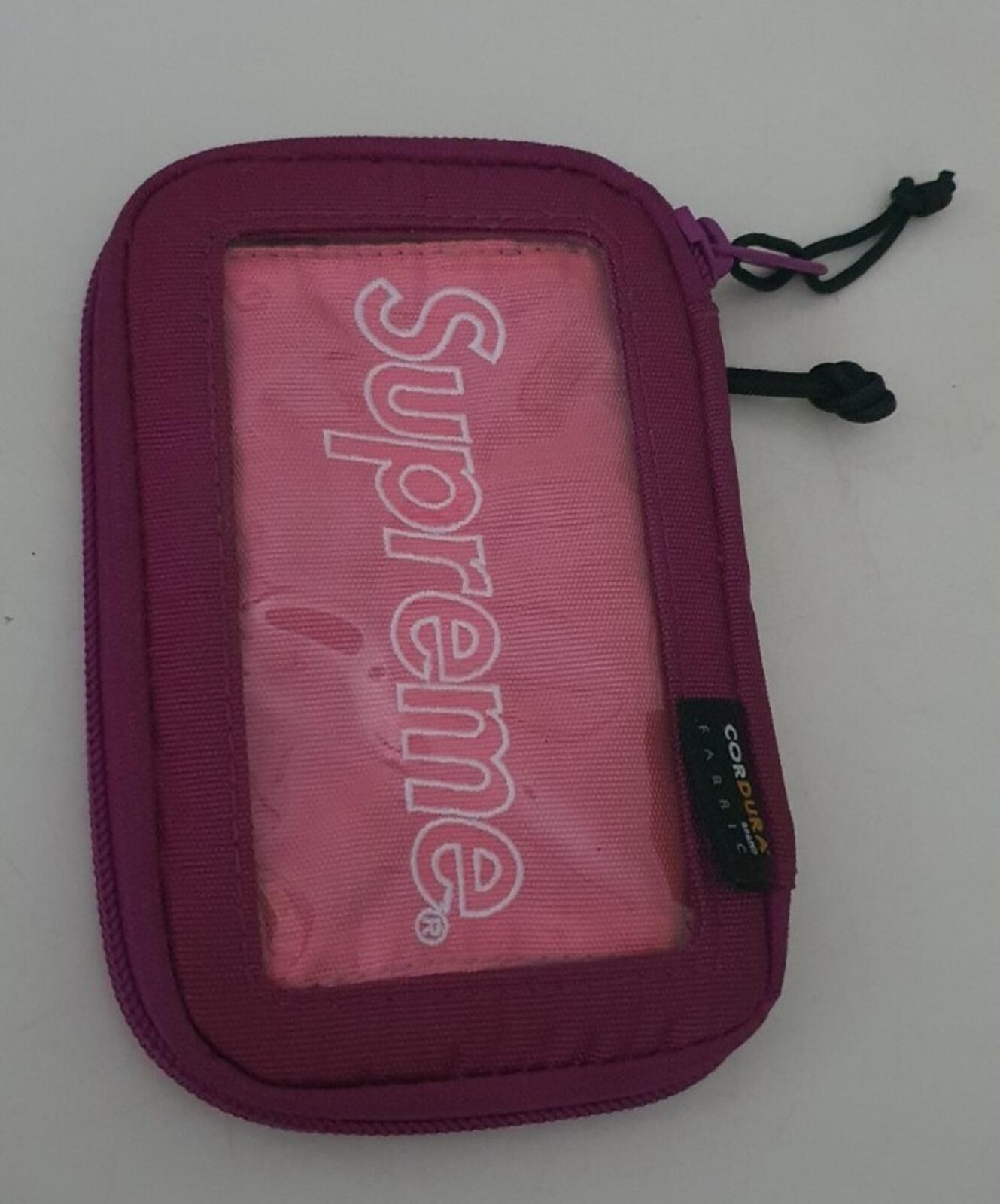 FW19 Supreme magenta small zip pouch cordura nylon bag Water resistant wallet