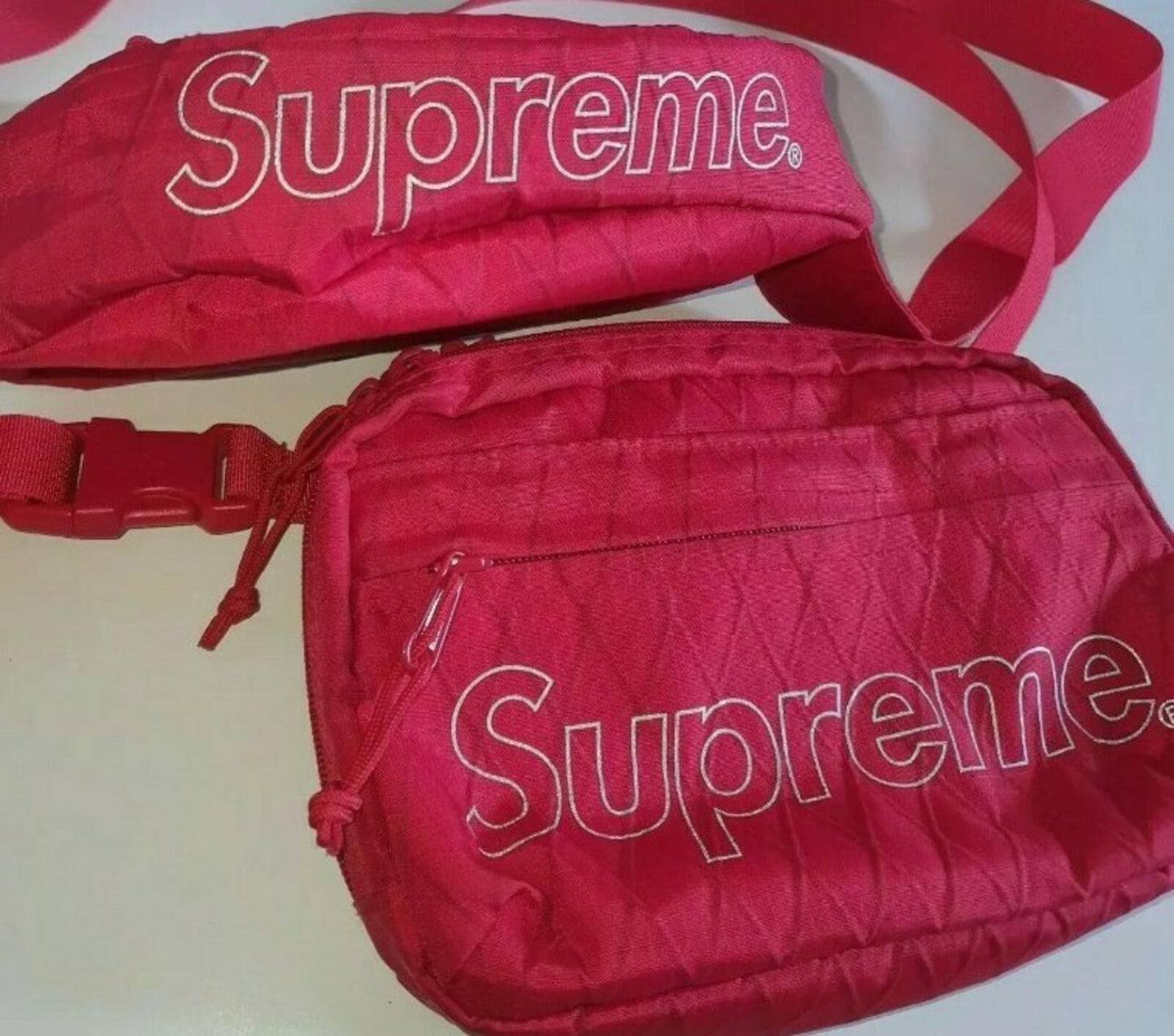 FW18 Supreme red waist and shoulder bags Water and Abrasion resistant