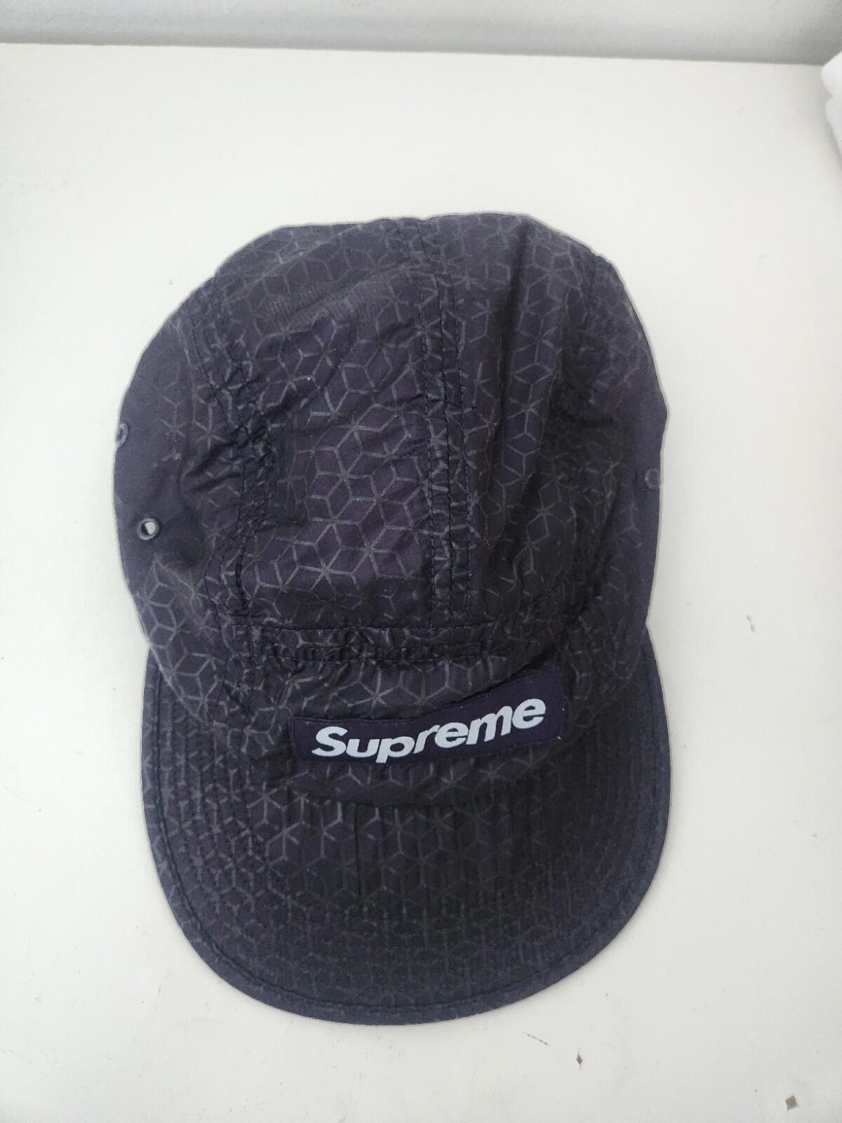 SS19 Supreme Geometric Ripstop Camp Cap Purple Nylon Hat Made In USA