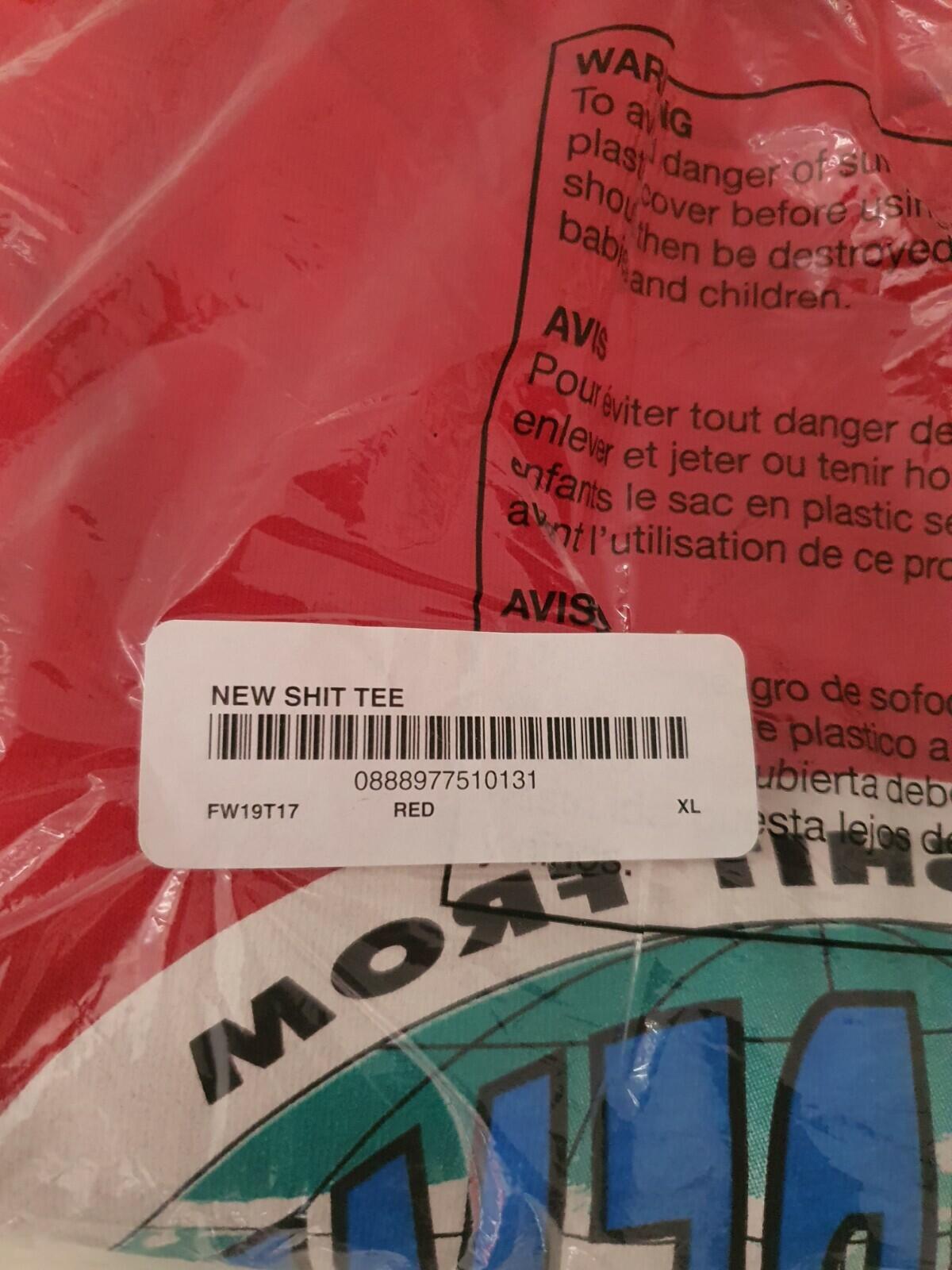 FW19 Supreme NEW SHI T Tee Size XL Red