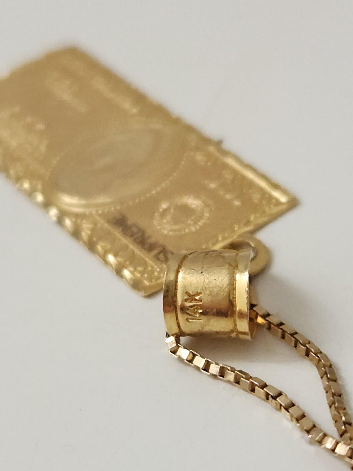 FW17 Supreme 100 Dollar Bill Gold Pendant + chain 14K Yellow Necklace