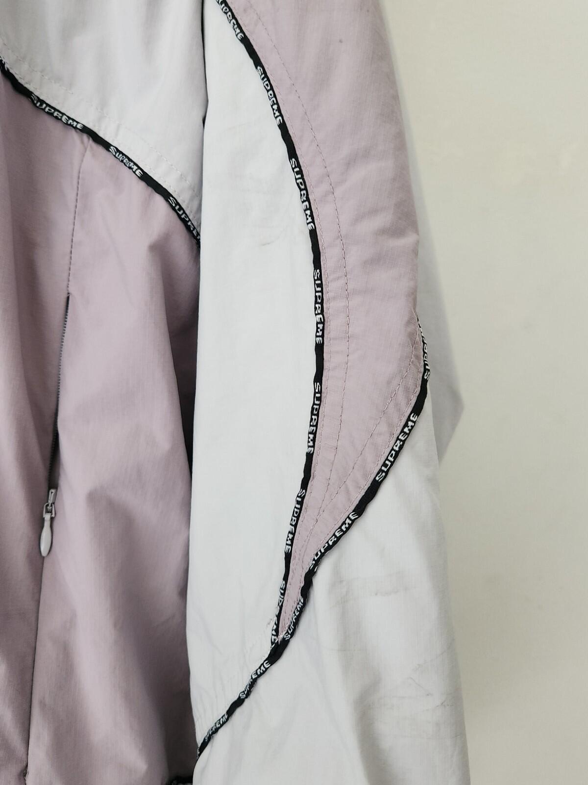 FW23 Supreme Logo Piping Hooded Track Jack Size XL Grey Lavender Water Resistant