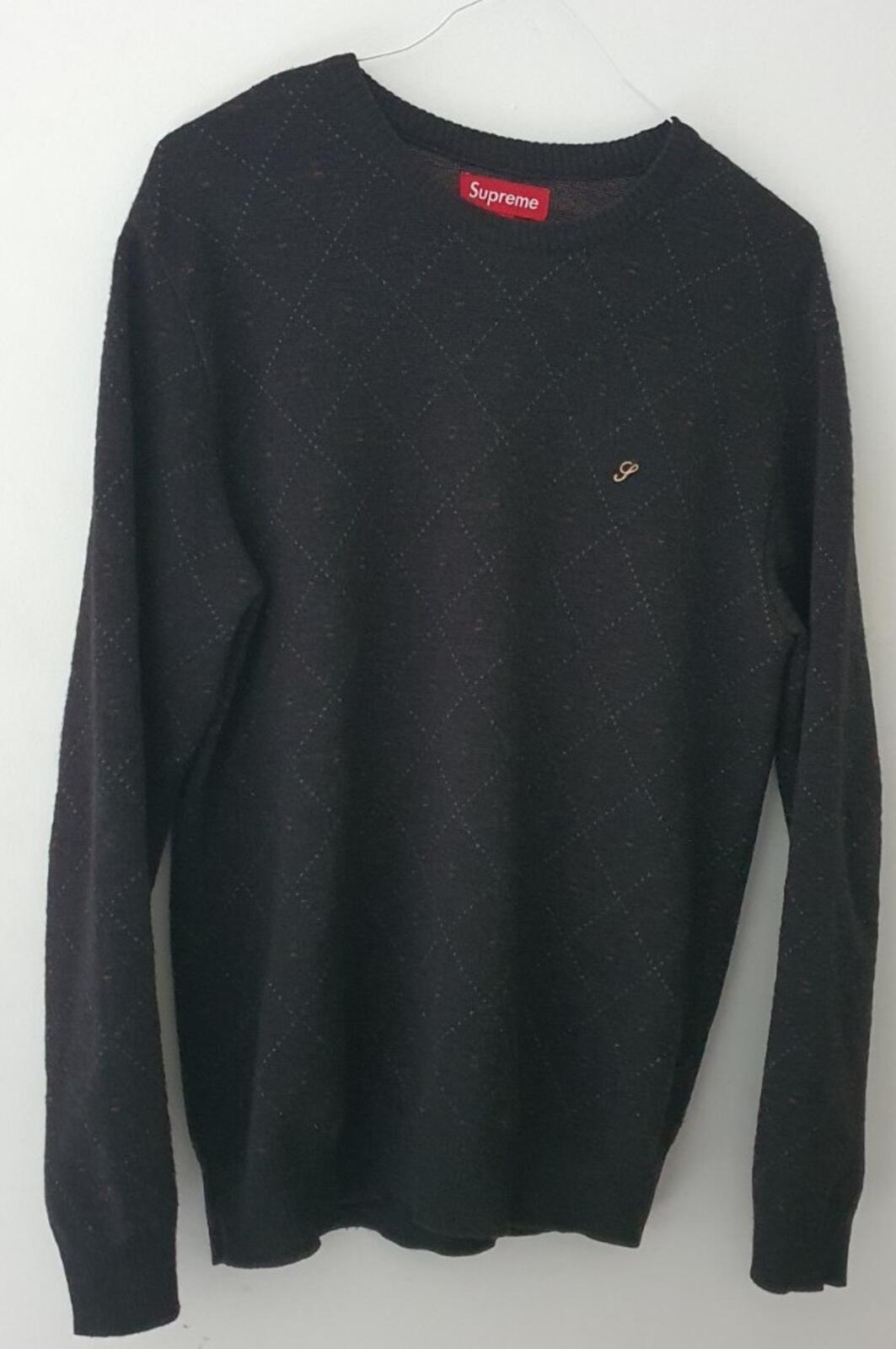 FW11 Supreme Argyle Merino Wool Sweater Black Size M