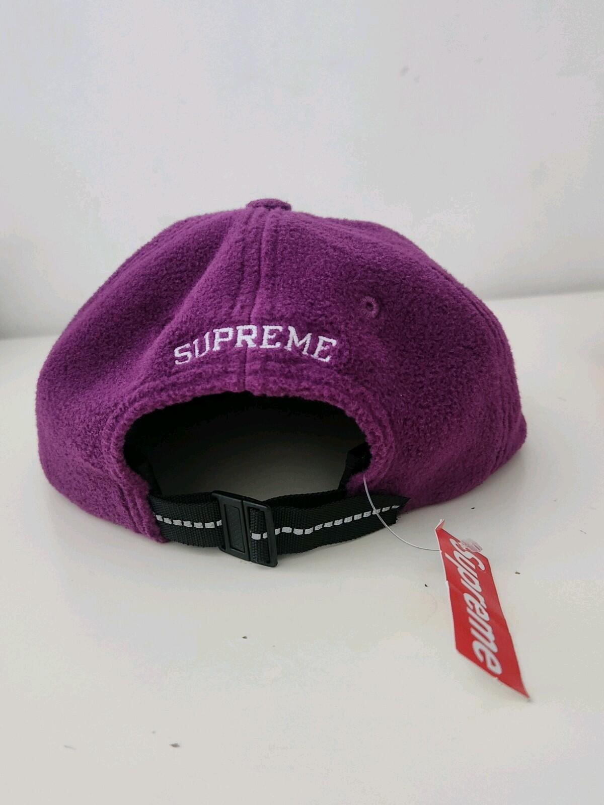 FW18 Supreme x Polartec S logo 6-panel purple hat cap fleece new