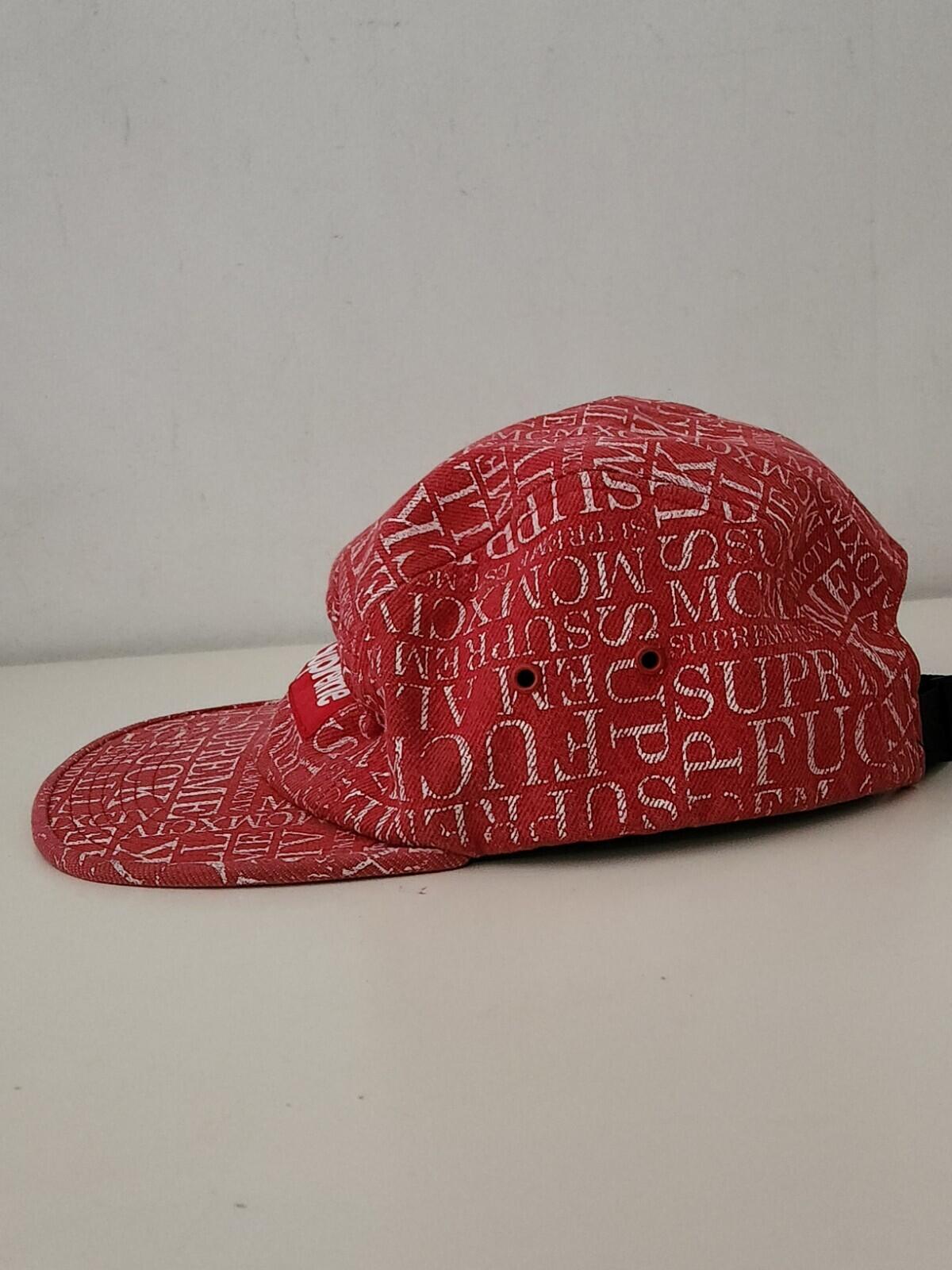 FW15 Supreme F UCK EM' ALL denim camp cap Red hat box logo