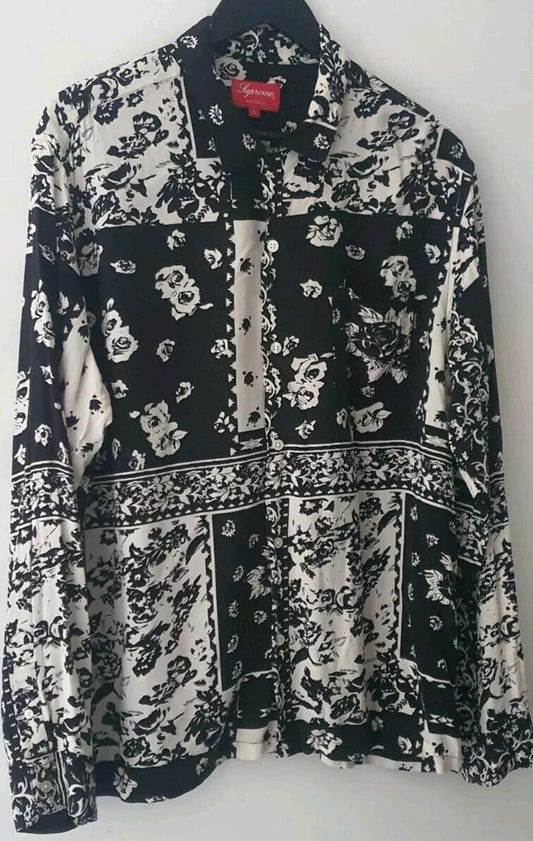 SS16 Supreme Paisley Shirt rayon long sleeve L/S size L Large black