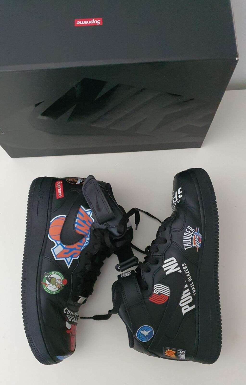 SS18 Supreme Nike Air Force 1 Mid Trainers Schwarz Größe US 8 UK 7 EUR 41 lot NBA
