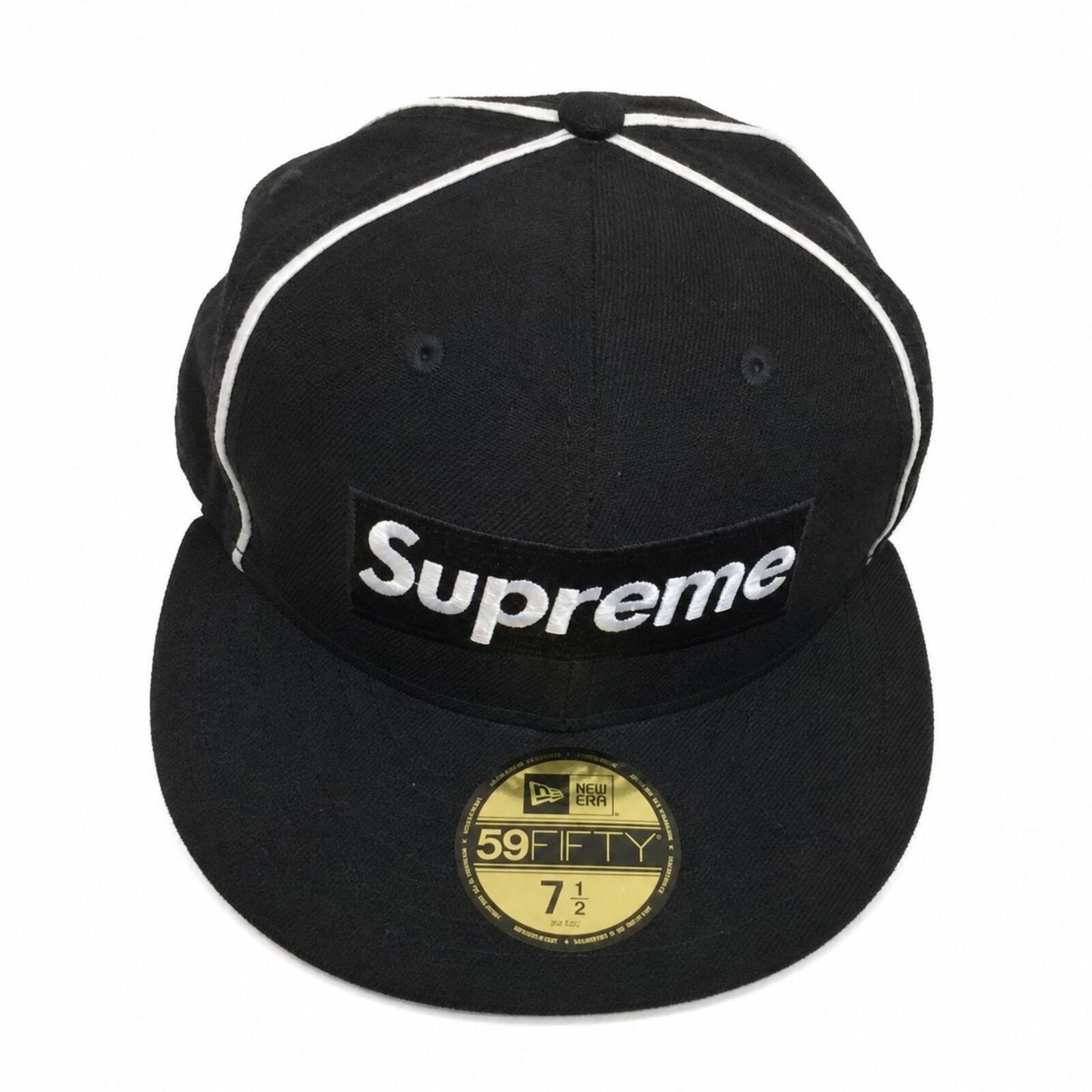 SS17 Supreme New Era 59fifty Piping Box Logo Cap Navy Size 7 1/2
