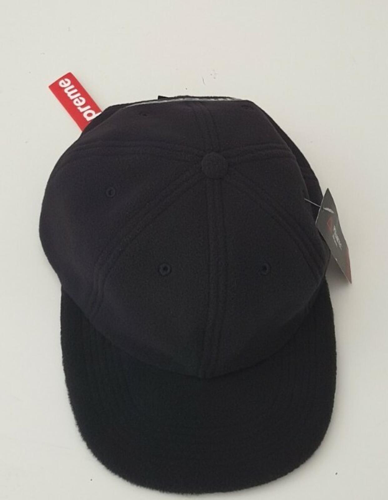 FW16 Supreme Polartec Fleece 6-panel black hat cap Reflective patch New with tag