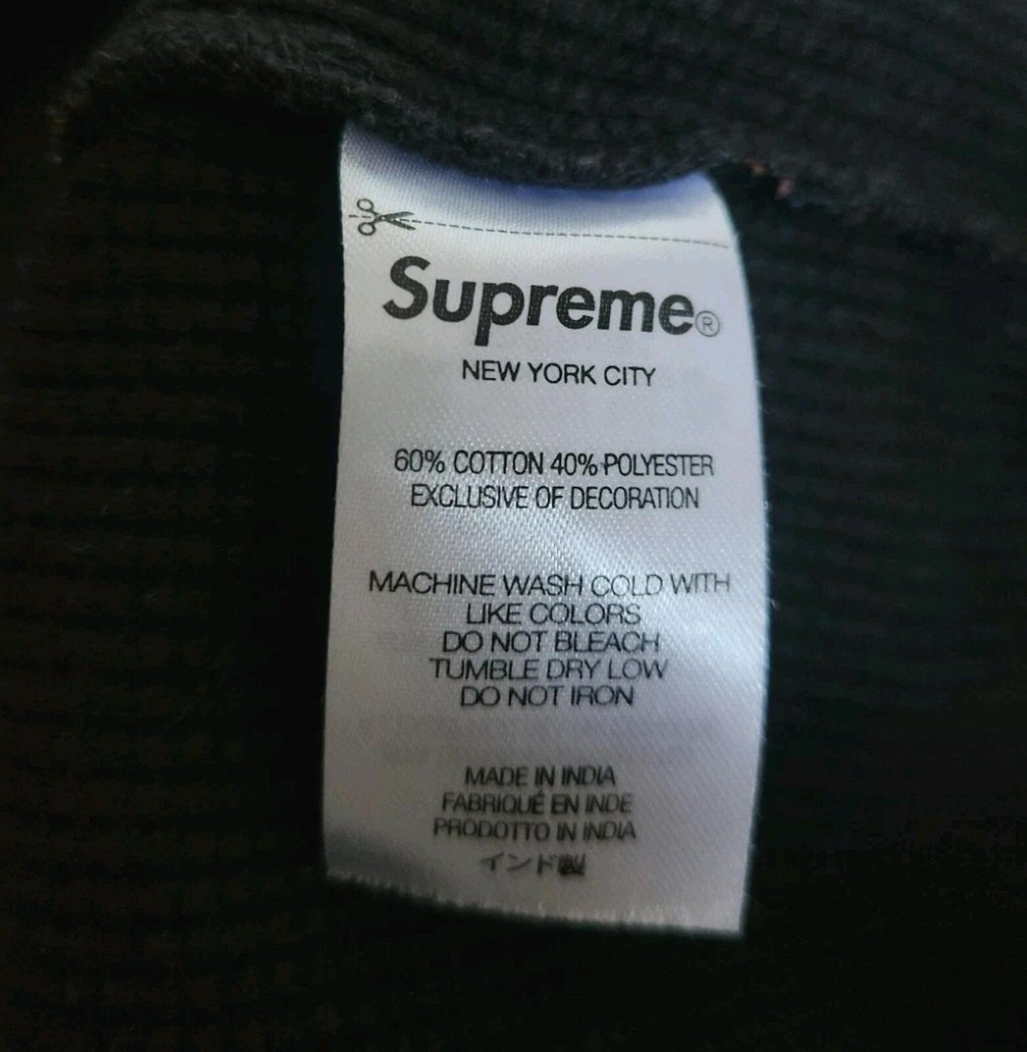 FW22 Supreme x Dickies Thermal Black Crewneck Größe M Medium Besticktes Logo Oberteil