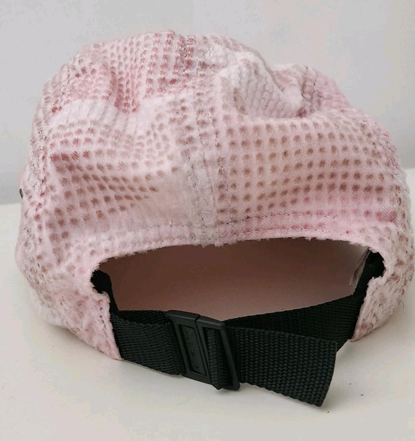 FW22 Supreme Camo Grid Velvet Camp Cap Pink Camo