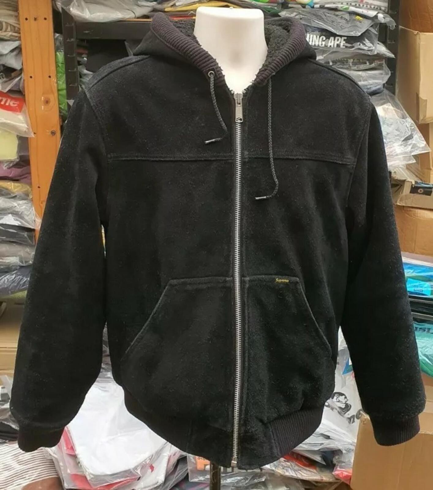 FW17 Supreme Hooded Suede Work Jacket Size M $588 Lambskin Leather