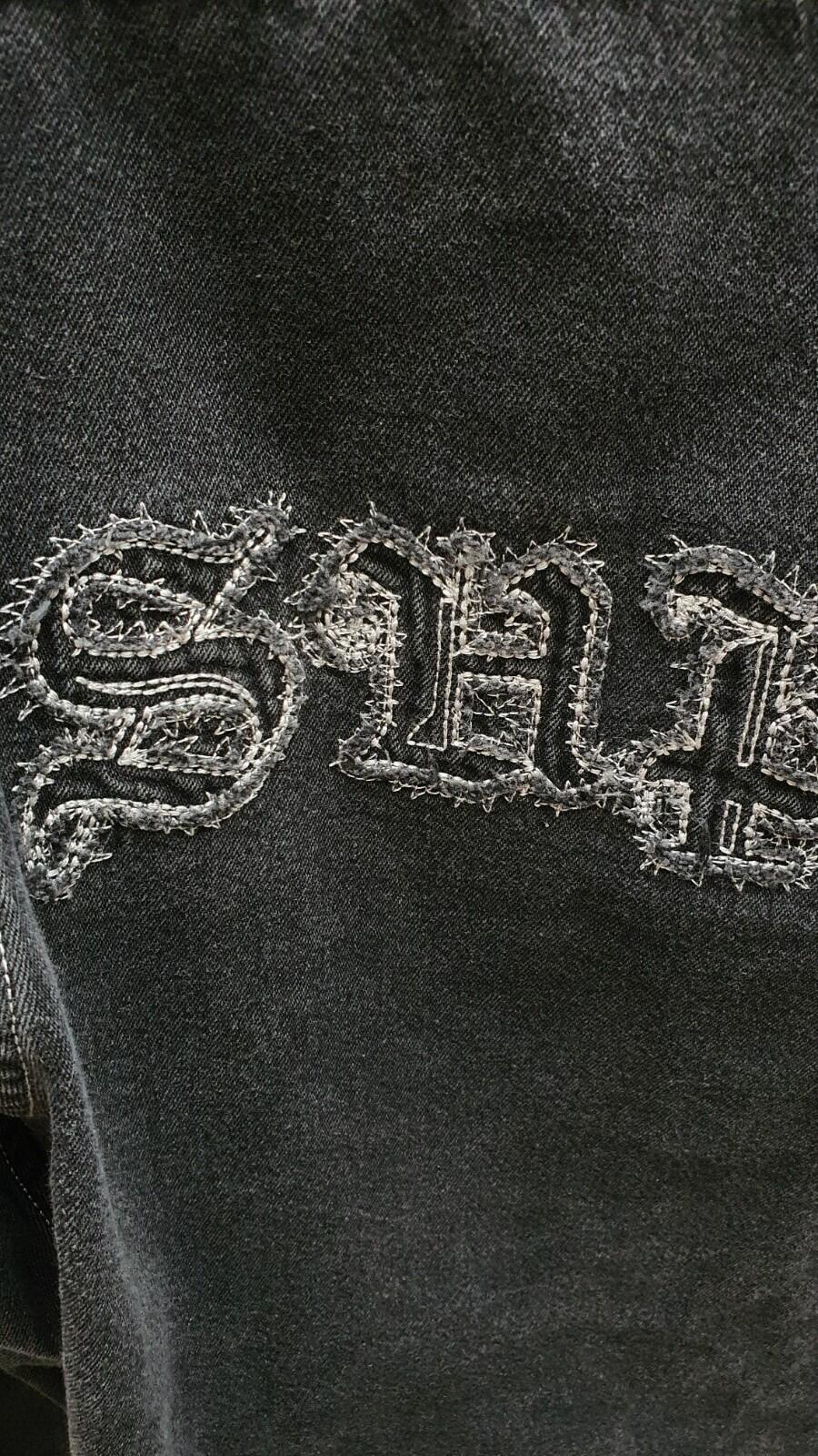 FW21 Supreme Appliqué Jeanshemd Schwarz Größe M