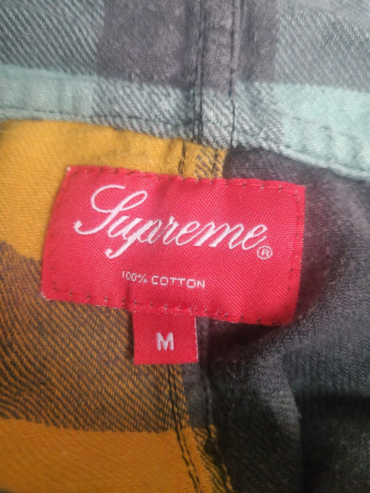 FW17 Supreme Hooded Buffalo Flannel Plaid Shirt Blue Green Red Yellow Size M