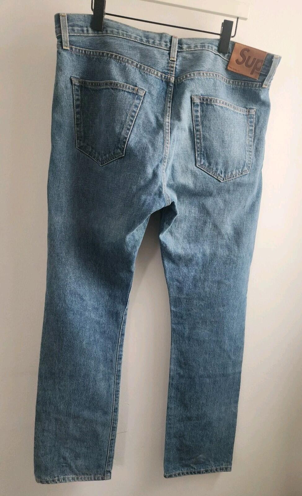 Supreme slim jeans size 36 W36 L32 denim blue made in USA mens stonewashed jean