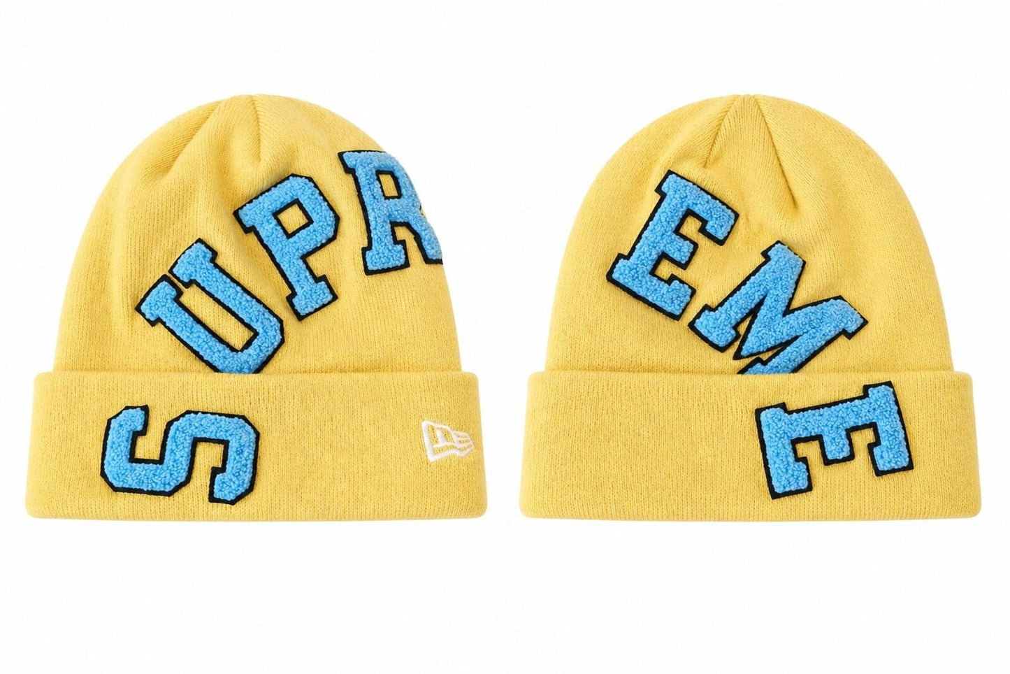 FW20 Supreme New Era Big Arc Beanie Hellgelb