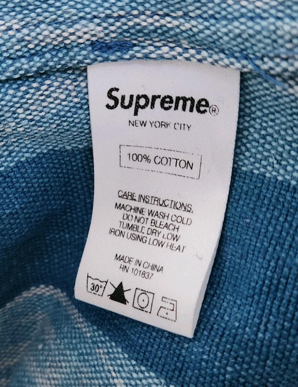 SS15 Supreme Hooded Andes Shirt Größe M Medium Blau Grau Oberteil