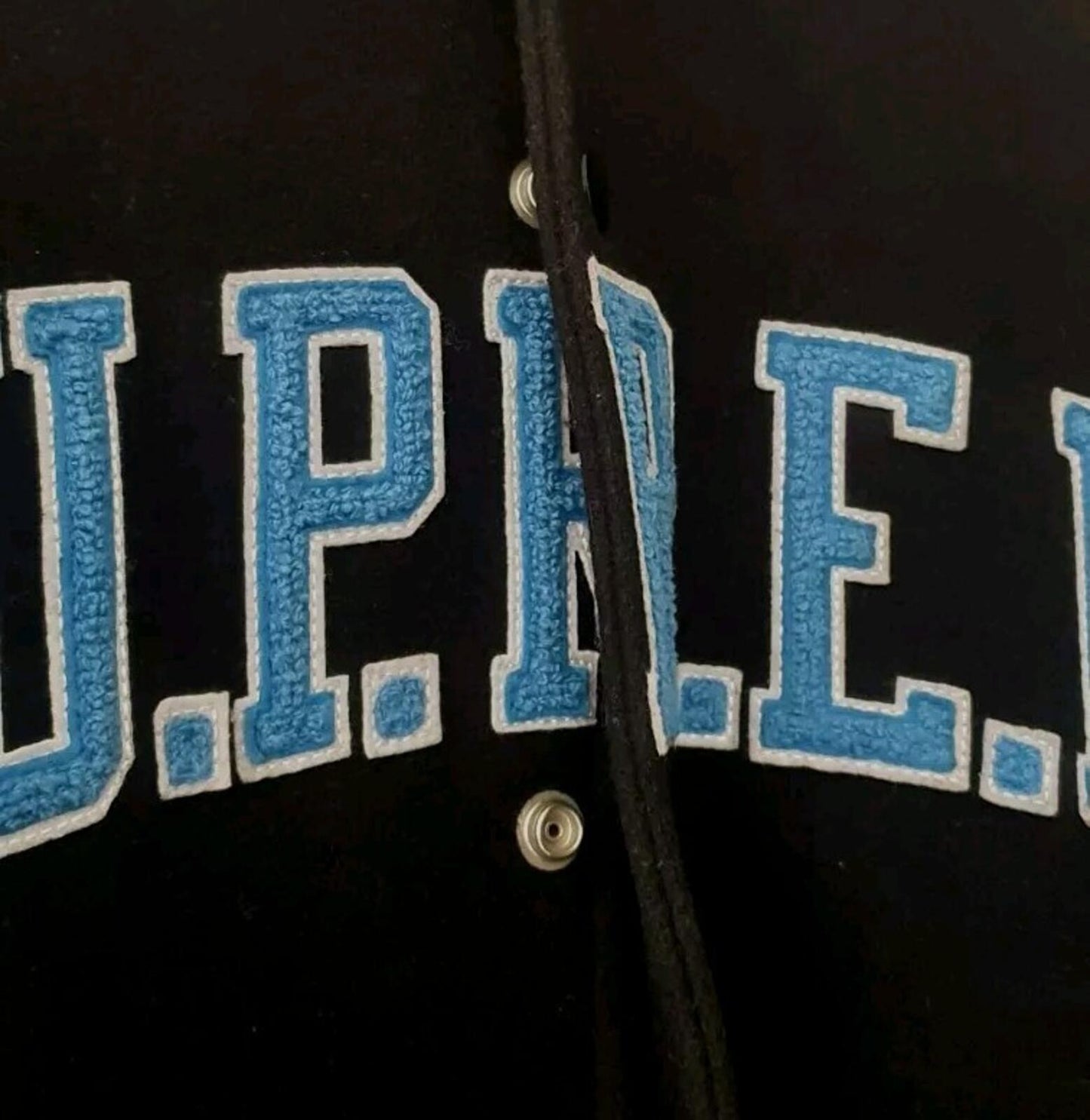 FW20 Supreme King Hooded Varsity Jacket Wool Leather Black Size S