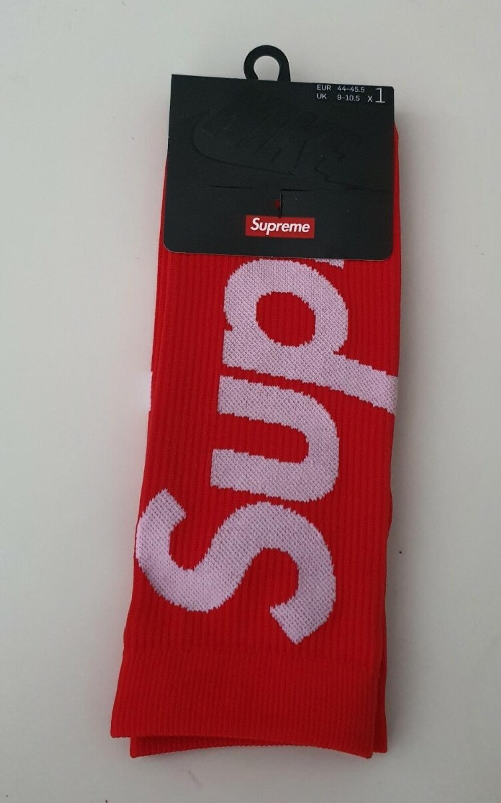 SS21 Supreme Nike Lightweight Crew Socks Size 4 EUR 44-45.5 UK 9-10.5 red 1 pack