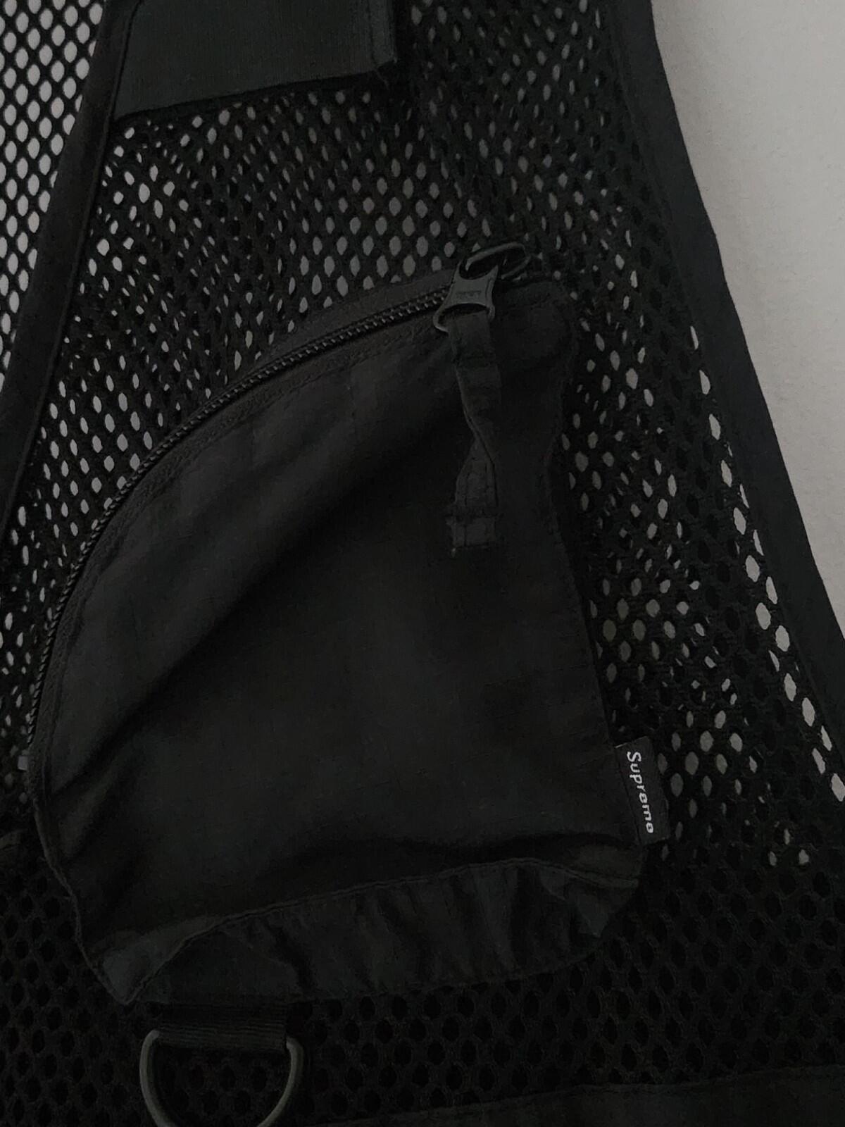 SS18 Supreme Mesh Cargo Weste L Large Schwarz Gilet Ripstop Mesh Utility Pockets
