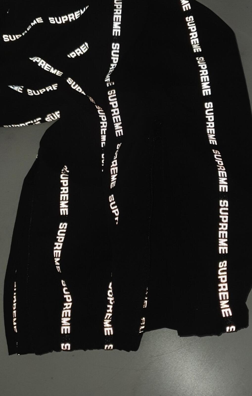 FW18 Supreme Reflective Text Track Pant Black Talla S
