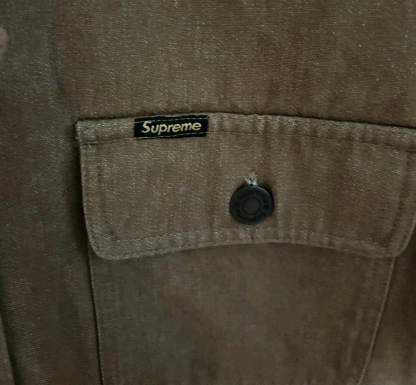FW22 Supreme Fleece Kapuzen-Denim-Hemd Braun M
