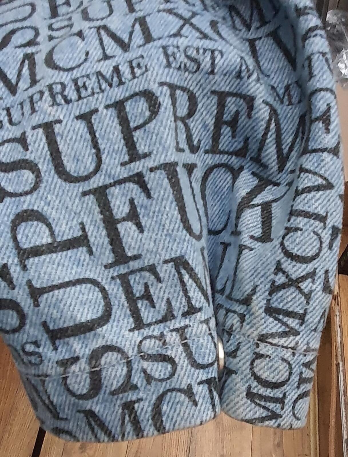 FW15 Supreme F UCK EM ALL Denim Hooded Pullover Blue Size S