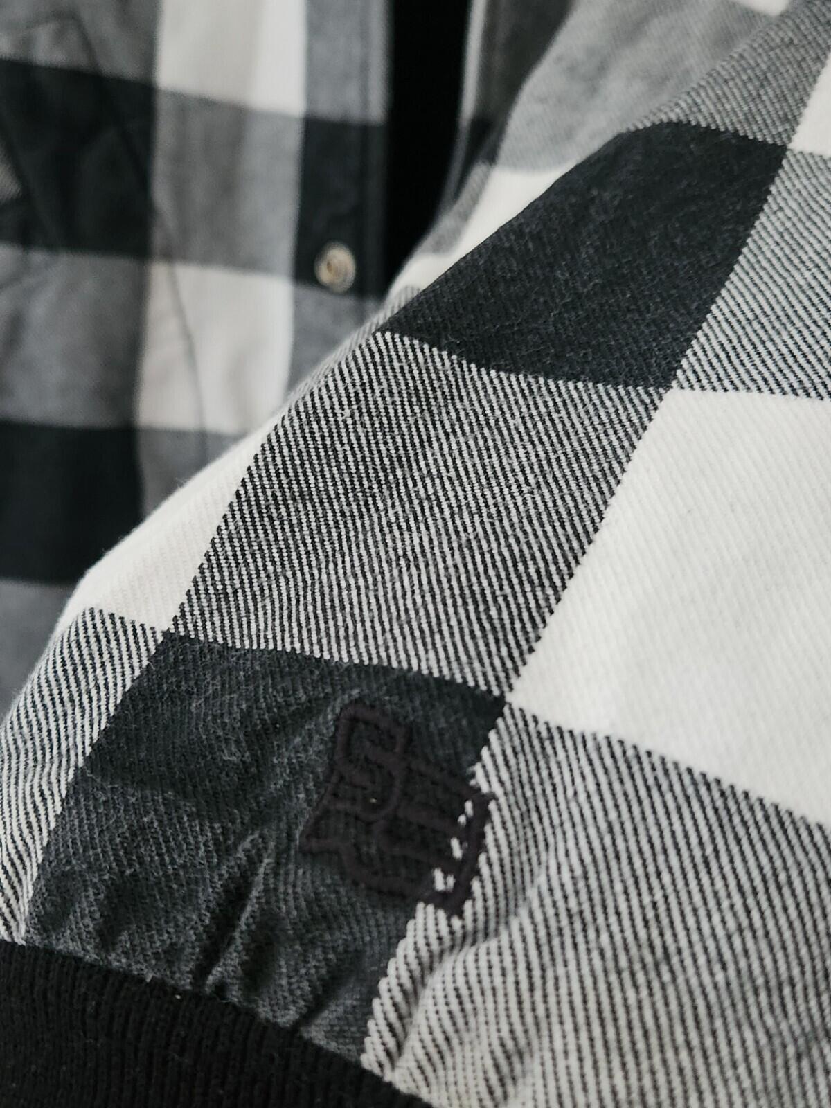 2005 Supreme Plaid Buffalo Jacket Thermal Lining Hooded Shirt Vintage Black M
