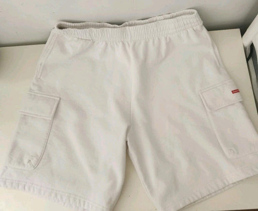 SS23 Supreme Small Box Baggy Cargo Shorts talla XL pantalón corto de chándal blanco