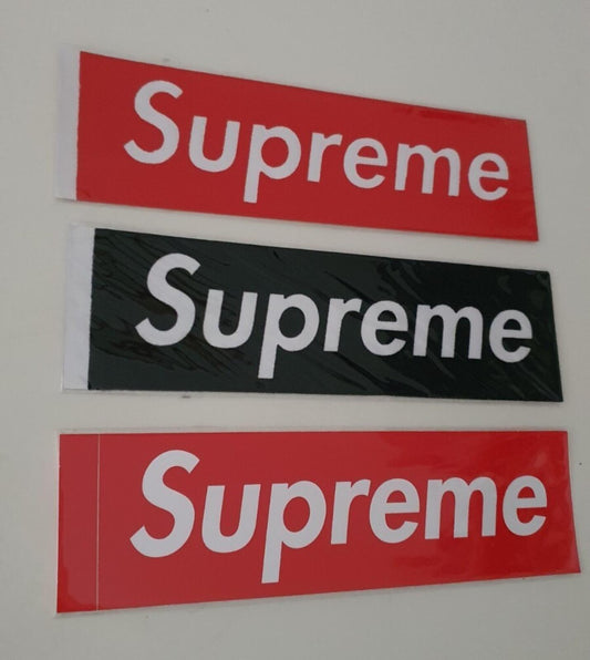 2x FW17 Supreme Velvet box logo stickers ( black & red ) in plastic sleeves