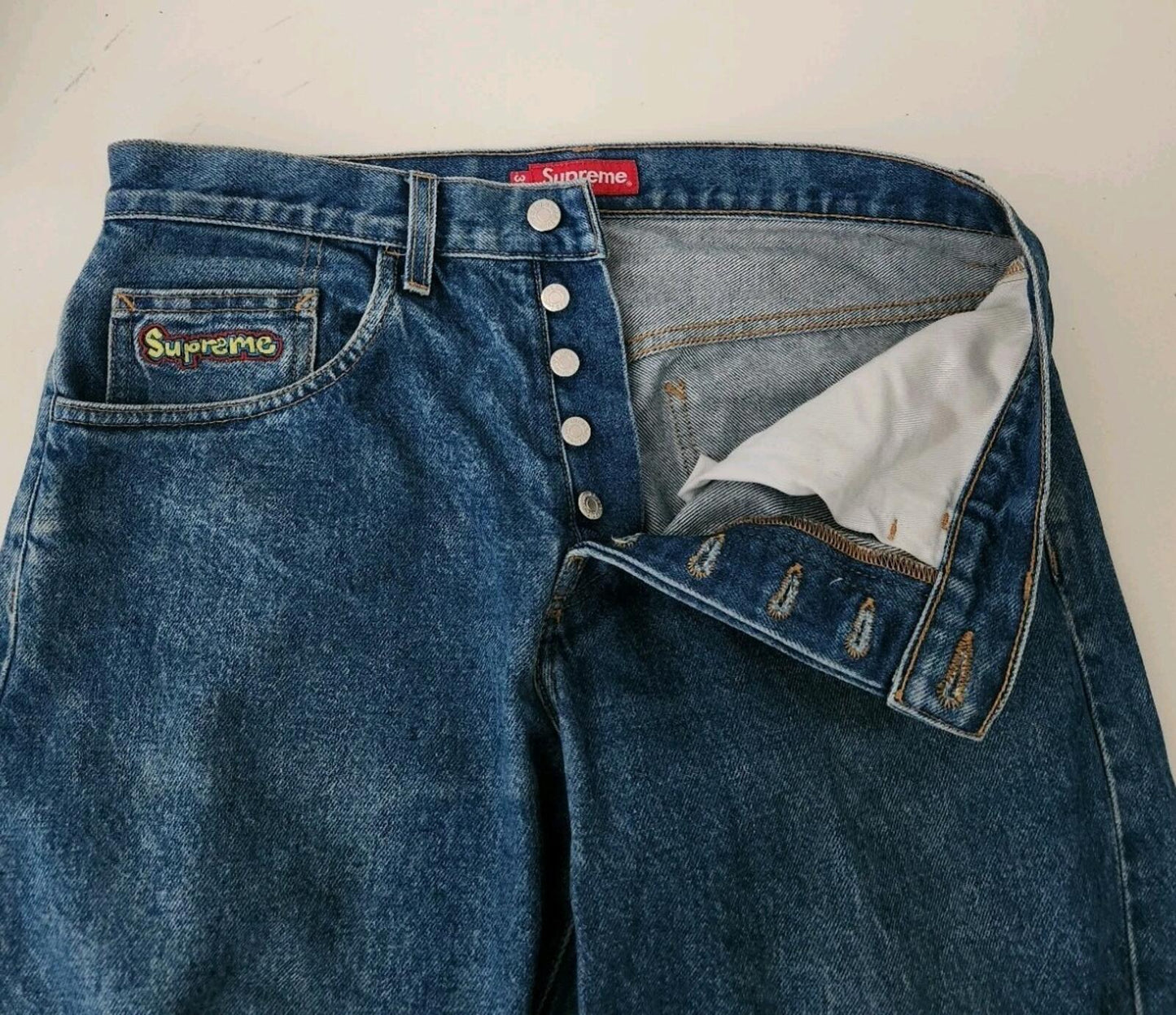 SS15 Supreme Denim Skate Jeans Größe 32 W32 L27 GEÄNDERT Mark Gonzales Gonz