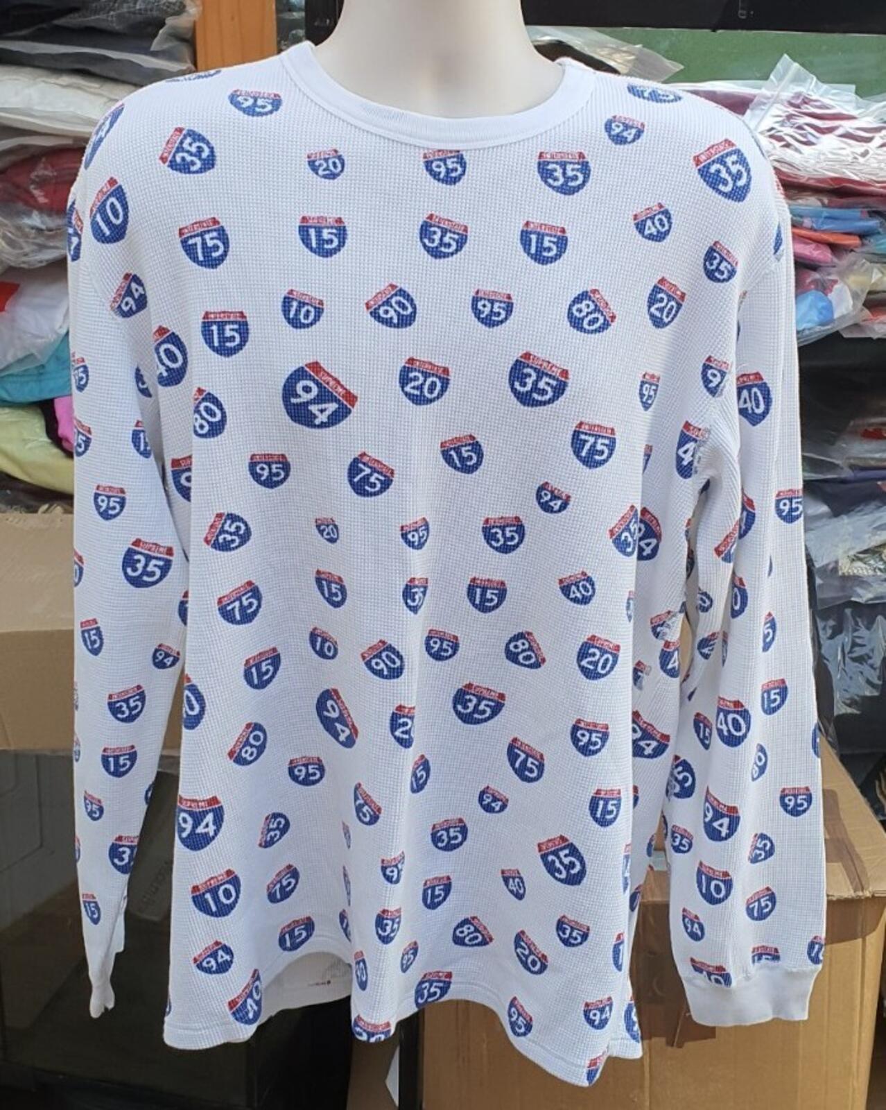 FW20 Supreme Interstate Waffle Thermal Crewneck Blanco Talla L