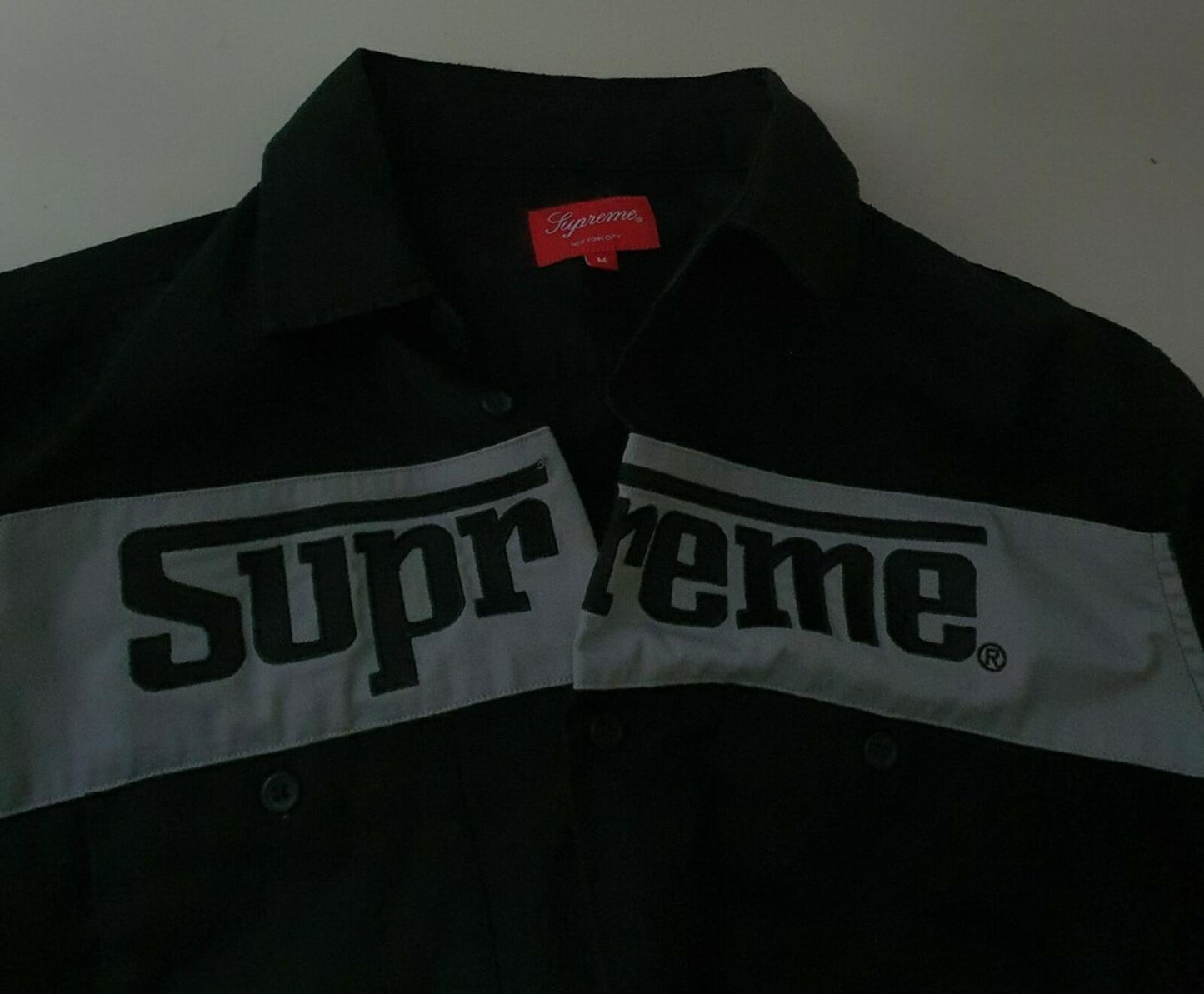SS19 Supreme Racing Logo Work Shirt Black Size M