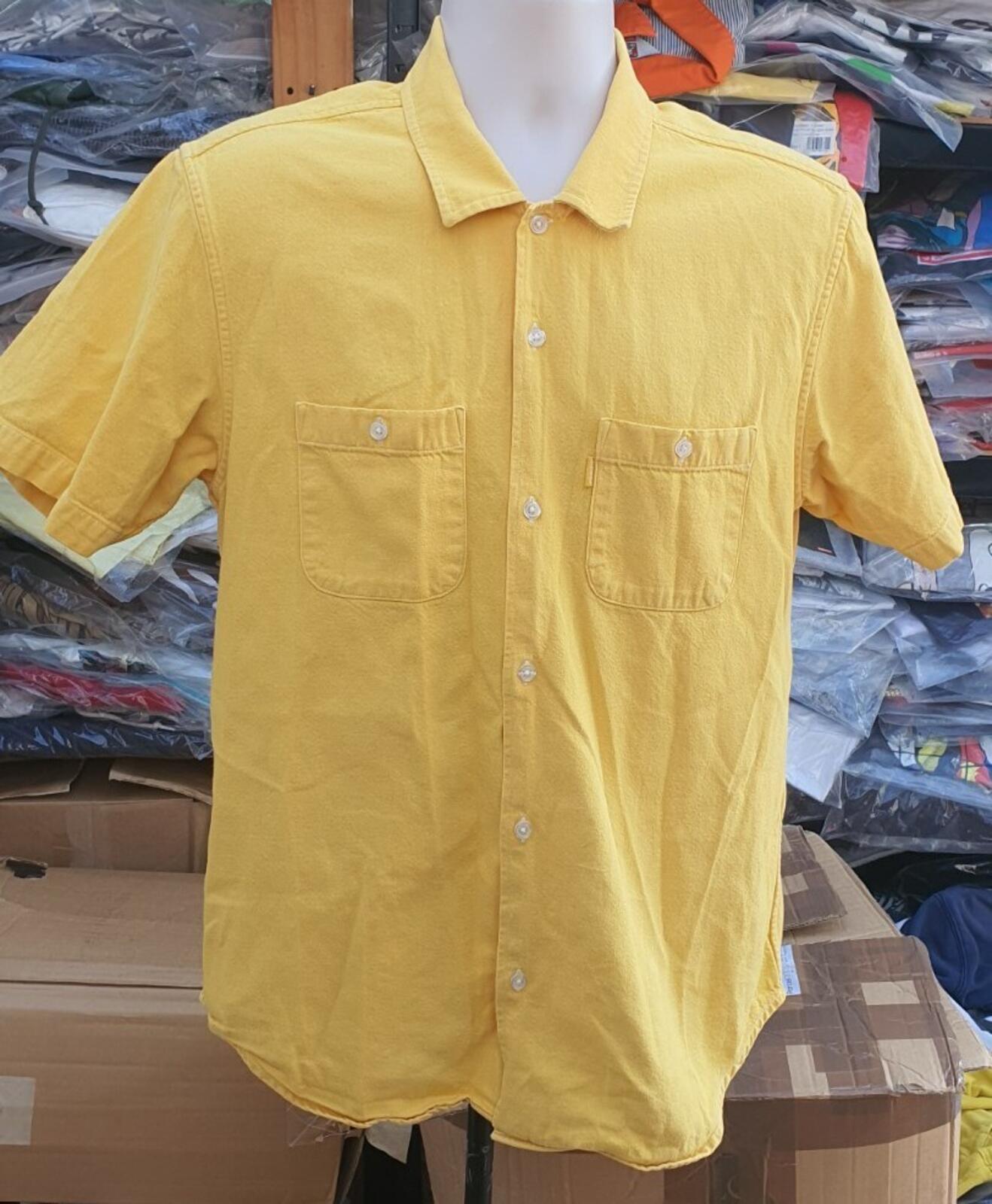 SS15 Supreme Classic logo S/S Denim Shirt Yellow Size M