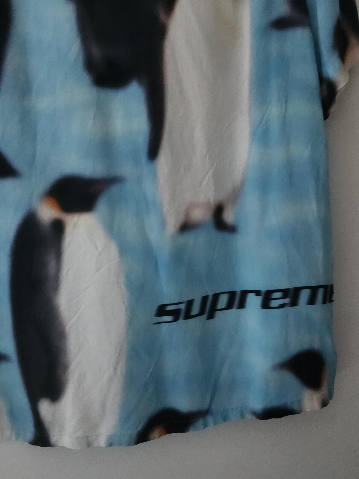 FW20 Supreme Penguin Rayon S/S Shirt Blue Size M