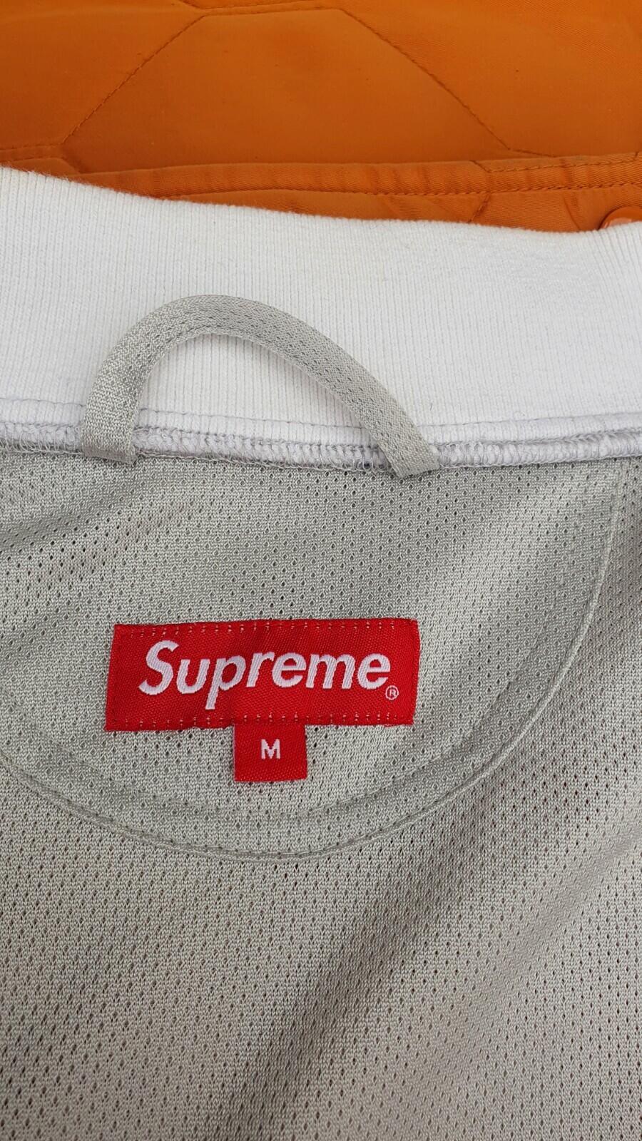 SS15 Supreme Mesh Nylon Varsity Jacket Silver Size M