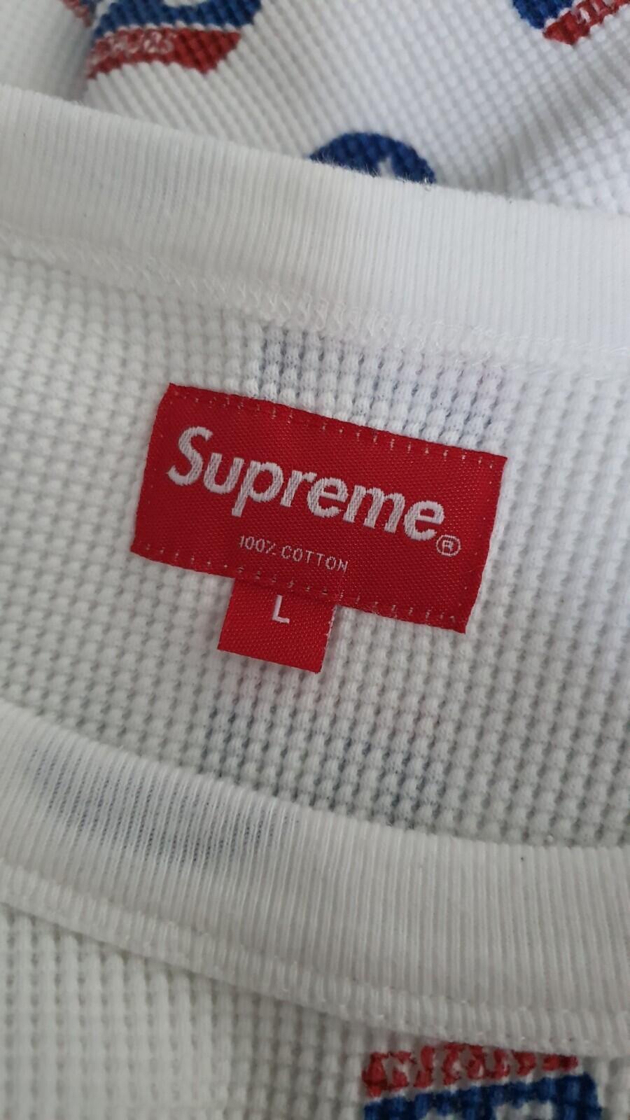 FW20 Supreme Interstate Waffle Thermal Crewneck Blanco Talla L